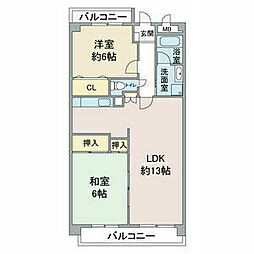 ラフォーレ一社 2LDKの間取図画像