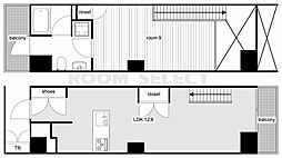 スクエア名駅南 1LDKの間取図画像