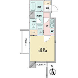 リエス鶴舞EASTTOWER 1Kの間取図画像