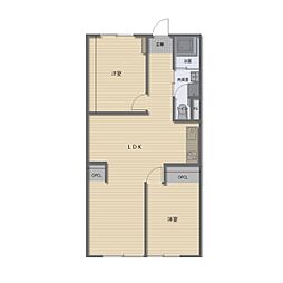 蜆橋ハイツ 2LDKの間取図画像