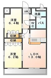 エクセルハイム・N 2LDKの間取図画像