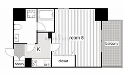 アクアヒルズ 1Kの間取図画像