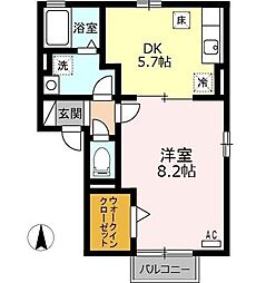 ルミエール 1DKの間取図画像