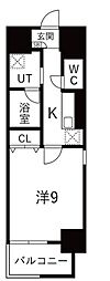 トレヴィ高岳 1Kの間取図画像
