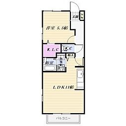 ウェストハイツA 1LDKの間取図画像
