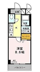 プリムヴェール 1Kの間取図画像
