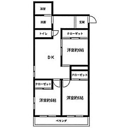 第3フクマルビル 3DKの間取図画像
