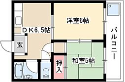 ヴィラ南山 2DKの間取図画像