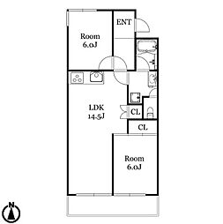 第2栄和マンション 2LDKの間取図画像
