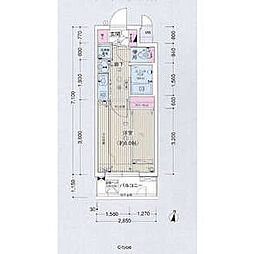 プレサンス名古屋城前 1Kの間取図画像