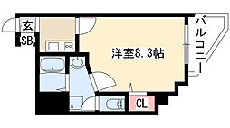 スカイコート葵 1Kの間取図画像