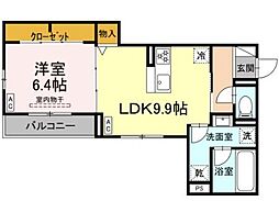 アルドゥール 1LDKの間取図画像