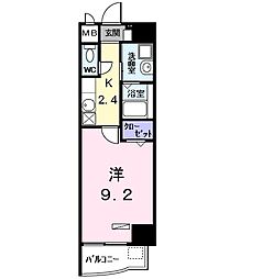 プラシードY's 1Kの間取図画像