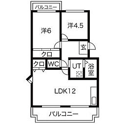 フォンテ・川名 2LDKの間取図画像