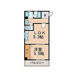 プライム香流 1LDKの間取図画像