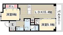 リエンピーレ一色 2LDKの間取図画像