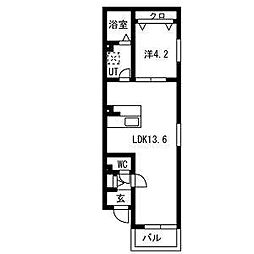 ビーシー大金 1LDKの間取図画像