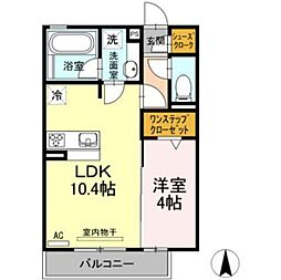 グレース川八 1LDKの間取図画像