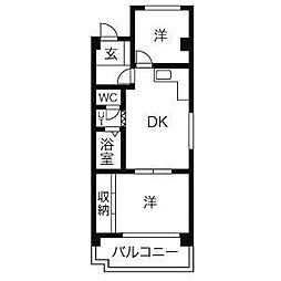 コーポ牛巻 2DKの間取図画像