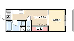 シャルムスワン 1DKの間取図画像
