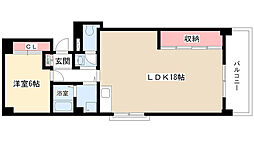 牧の原ビル 1LDKの間取図画像