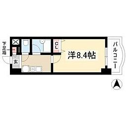 現代ハウス新栄 1Kの間取図画像