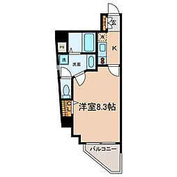 スカイコート葵 1Kの間取図画像