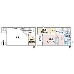 PLUM植田東 2LDKの間取図画像
