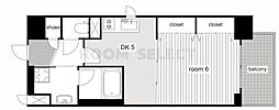エステムコート名古屋栄プレシャス 1DKの間取図画像
