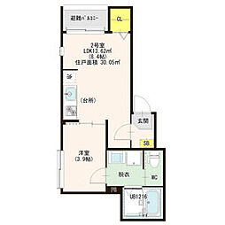 ハーモニーテラス松葉町6 1LDKの間取図画像