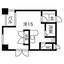 YK50 1LDKの間取図画像