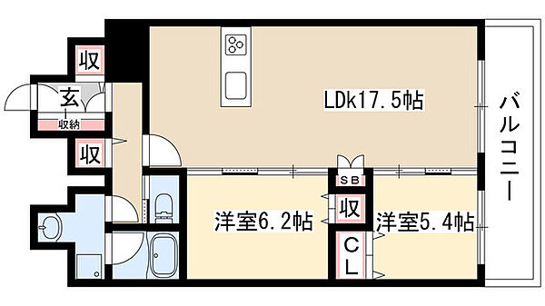 グランルクレ新栄ウエスト 1101｜愛知県名古屋市中区新栄２丁目(賃貸マンション2LDK・11階・74.88㎡)の写真 その2