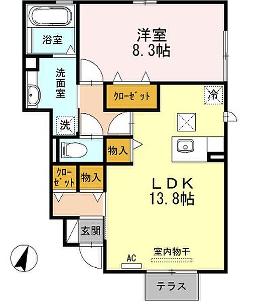 プレイス東かの里 101｜愛知県名古屋市中川区東かの里町(賃貸アパート1LDK・1階・55.73㎡)の写真 その2