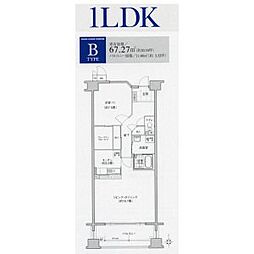 ソーラスフロント富船北棟 1LDKの間取図画像