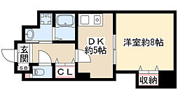 レジデンスカープ今池 1DKの間取図画像