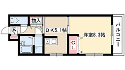 オータム・ライト5 1DKの間取図画像