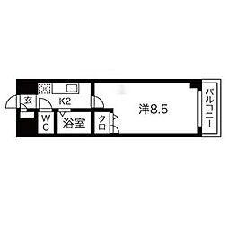 現代ハウス新栄 1Kの間取図画像