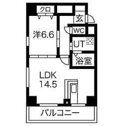 サン・東山公園ウエスト 1LDKの間取図画像