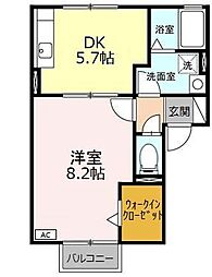 ラカーサアスカ2 1DKの間取図画像