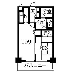 錦ハーモニー 1LDKの間取図画像