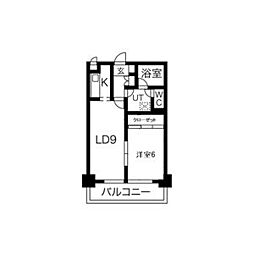 錦ハーモニー 1LDKの間取図画像