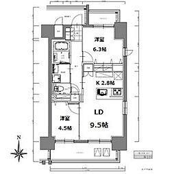 S-RESIDENCE亀島駅前ブレイズ 2LDKの間取図画像