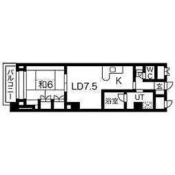 錦ハーモニー 1LDKの間取図画像