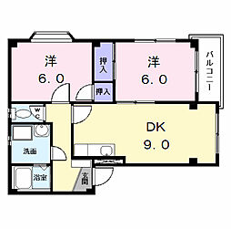 アーバンソレル 2DKの間取図画像