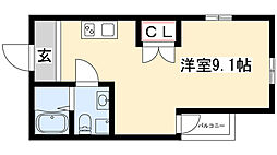 カーサアベニュー鶴舞 ワンルームの間取図画像
