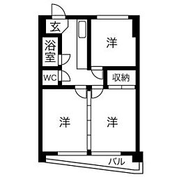 栄和ビル西館 3Kの間取図画像