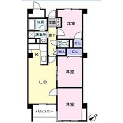 トーカンマンション星ケ丘 3LDKの間取図画像
