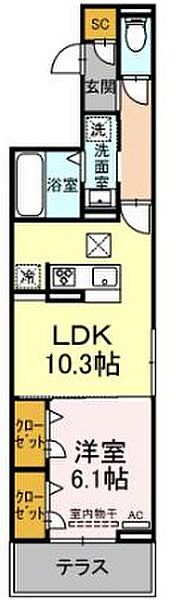 セレスティア助光　A棟 102｜愛知県名古屋市中川区助光１丁目(賃貸アパート1LDK・1階・43.66㎡)の写真 その1