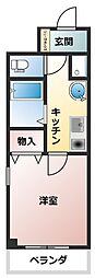 フロールM 1Kの間取図画像