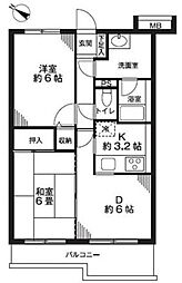 グランドゥール上石神井 2DKの間取図画像
